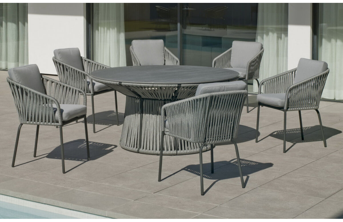 Fauteuil salon de jardin en aluminium et cordage - Tulip - Hevea