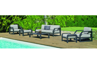 Salon de jardin bas 6 personnes en aluminium et Dralonlux - Zafiro - Hevea