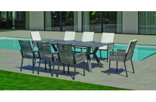 Table salon de jardin 8 personnes en aluminium et Neolith - Veneto - Hevea