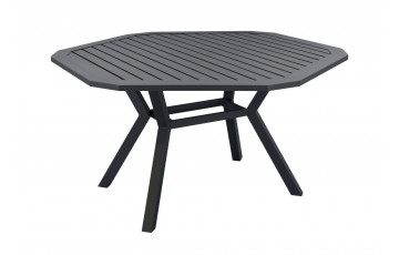 Table salon de jardin hexagonale 6 personnes en aluminium - Brasilia - Hevea