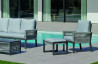 Salon de jardin bas 7 personnes en aluminium, dralon et cordage - Havana - Hevea