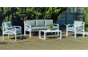 Salon de jardin bas 5 personnes en aluminium et Dralon - Lausana - Hevea