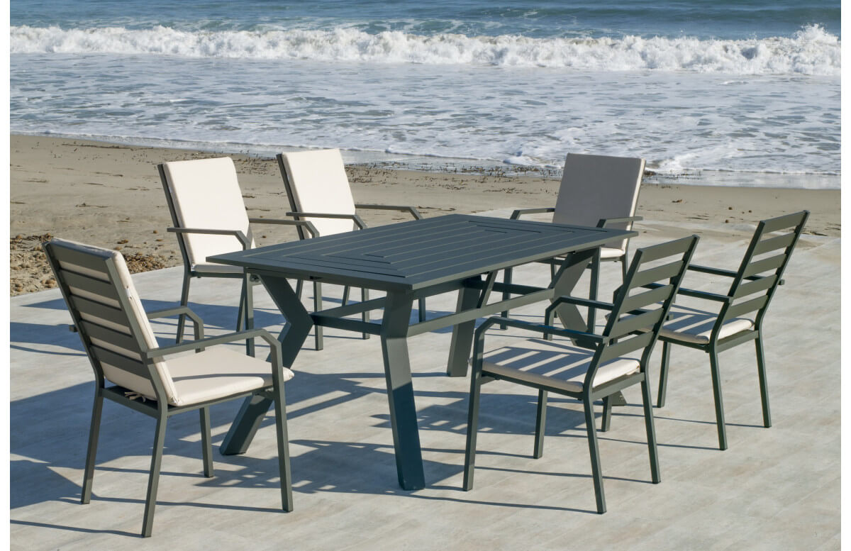 Table salon de jardin 6 personnes en aluminium - Olimpia - Hevea Table salon de jardin 6 personnes en aluminium - Olimpia - Hevea