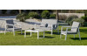 Salon de jardin bas empilable 4 personnes en aluminium et Dralon - Agata - blanc - Hevea