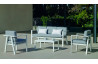 Salon de jardin bas 5 personnes en aluminium et Dralon - Azores - blanc - Hevea