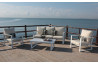 Salon de jardin bas 5 personnes en aluminium et Dralon - Bolonia - blanc - Hevea