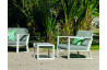 Salon de jardin bas 7 personnes en aluminium et Dralon - Bolonia - blanc - Hevea
