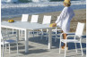 Ensemble table et fauteuils de jardin extensible 10 personnes en aluminium et HPL - Camelia priscila - blanc - Hevea