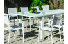 Ensemble table et fauteuils de jardin extensible 10 personnes en aluminium et textilène - Camelia roma - blanc - Hevea