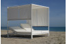 Lit de jardin balinaise multi-positions 2 personnes en aluminium et Dralon - Creta - blanc - Hevea