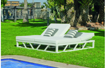 Lit de jardin balinaise multi-positions 2 personnes en aluminium et Dralon - Filipinas - blanc - Hevea