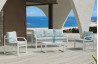 Salon de jardin bas 5 personnes en aluminium et Dralonlux - Genova - blanc - Hevea