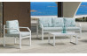 Salon de jardin bas 5 personnes en aluminium et Dralonlux - Genova - blanc - Hevea