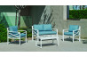 Salon de jardin bas 4 personnes en aluminium et Dralon - Lausana - blanc - Hevea