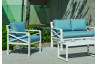 Salon de jardin bas 4 personnes en aluminium et Dralon - Lausana - blanc - Hevea