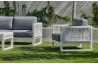 Salon de jardin bas 4 personnes en aluminium, dralon et cordage - Monterrey - Hevea