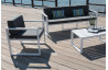 Salon de jardin bas 5 personnes en aluminium et Dralon - Munich - blanc - Hevea