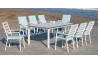 Ensemble table et fauteuils de jardin 8 personnes en aluminium et HPL - Palma/caravel - blanc - Hevea