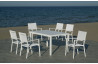 Ensemble table et fauteuils de jardin 6 personnes en aluminium et textilène - Palma roma - blanc - Hevea