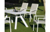 Ensemble table et fauteuils de jardin 6 personnes en aluminium et Dralon - Samara/palma - blanc - Hevea