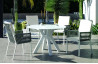 Ensemble table ronde et fauteuils de jardin 4 personnes en aluminium et Krion - Velonia/catania - blanc - Hevea