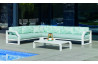 Salon de jardin bas d'angle 6 personnes en aluminium et Dralonlux - Zafiro - Hevea