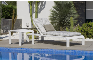 Bain de soleil multi-positions en aluminium et Dralon - Zafiro - blanc - Hevea