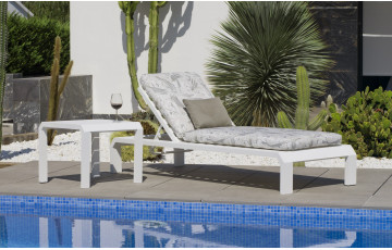 Bain de soleil multi-positions en aluminium et Dralon - Zafiro - blanc - Hevea