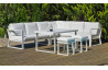 Salon de jardin bas d'angle 9 personnes en aluminium et Dralon - Bolonia - Hevea