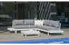 Salon de jardin bas d'angle 6 personnes en aluminium et Dralon - Menfis - Hevea