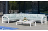 Salon de jardin bas d'angle 6 personnes en aluminium et Dralonlux - Zafiro - Hevea