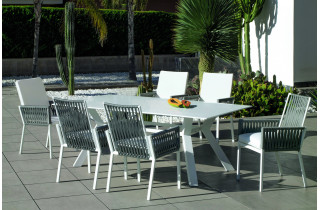 Table salon de jardin 6 personnes en aluminium et Krion - Andes - blanche - Hevea