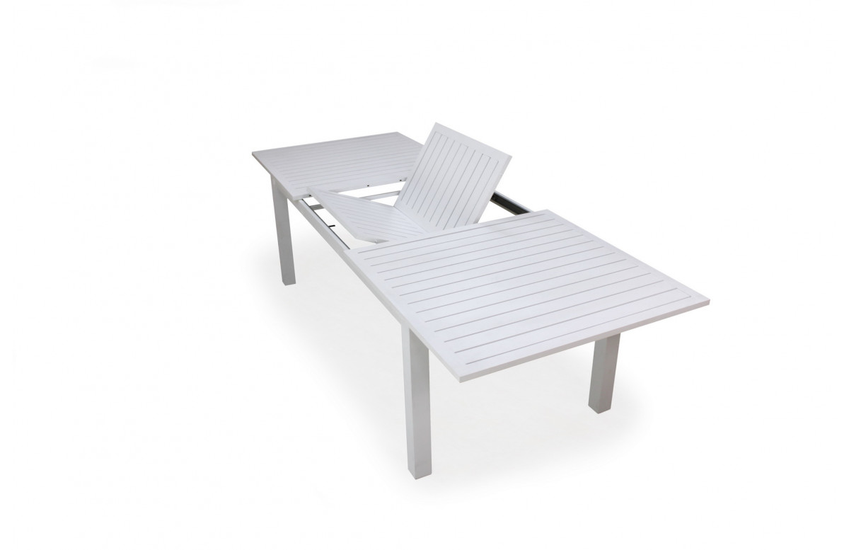 Table salon de jardin extensible 12 personnes en aluminium - Camelia - blanche - Hevea