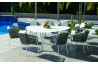 Table triangulaire salon de jardin 8 personnes en aluminium et Krion - Everest - blanche - Hevea