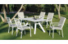 Table salon de jardin 6 personnes en aluminium - Samara - blanche - Hevea