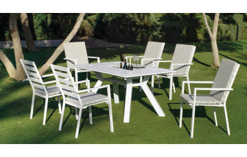 Table salon de jardin 10 personnes en aluminium - Samara - blanche - Hevea