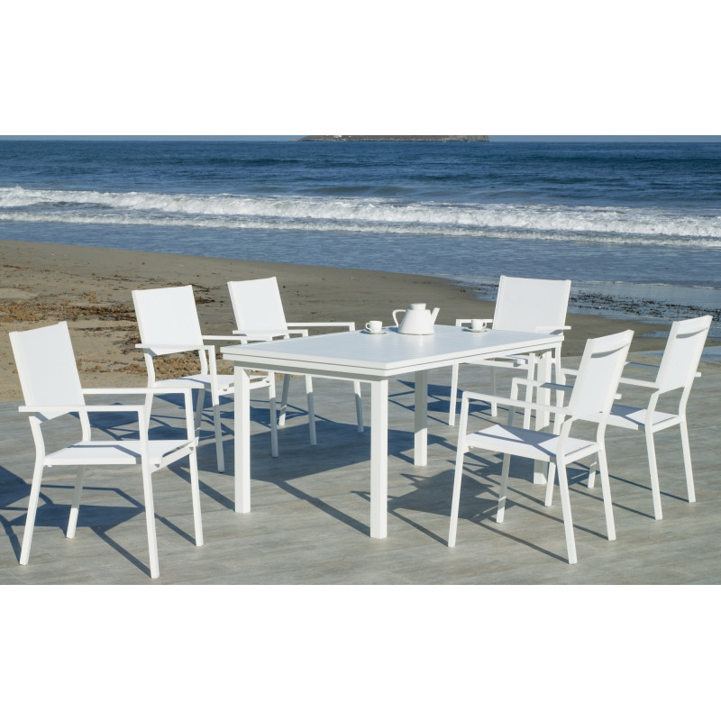 Table salon de jardin pliante 6 personnes en aluminium - Neferti - Hevea