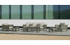 Salon de jardin bas 7 personnes en aluminium et Dralon - Augusta - champagne - Hevea