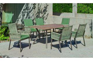 Ensemble table et fauteuils de jardin 6 personnes en aluminium et Neolith - Veneto /catania - Hevea