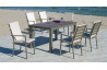 Ensemble table et fauteuils de jardin 6 personnes en aluminium et HPL - Camelia/palma - champagne - Hevea