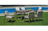 Ensemble table et fauteuils de jardin 6 personnes en aluminium et HPL - Camelia - champagne - Hevea