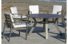 Ensemble table ronde et fauteuils de jardin 6 personnes en aluminium et HPL - Sumatra/camelia - champagne - Hevea