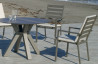 Ensemble table ronde et fauteuils de jardin 4 personnes en aluminium et HPL - Velonia/palma - champagne - Hevea