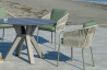 Ensemble table ronde et fauteuils de jardin 4 personnes en aluminium et HPL - Sumatra/tulip - champagne - Hevea