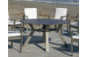 Table ronde salon de jardin 6 personnes en aluminium et HPL - Velonia - champagne - Hevea