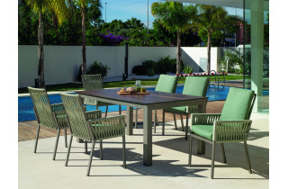 Ensemble table et fauteuils de jardin 6 personnes en aluminium et HPL - Camelia/catania - Hevea