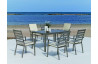 Ensemble table et fauteuils de jardin 6 personnes en aluminium et Dralon - Palma - Hevea