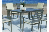 Ensemble table et fauteuils de jardin 6 personnes en aluminium et Dralon - Palma - Hevea