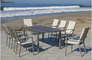 Table salon de jardin extensible 8 personnes en aluminium et HPL - Palma - Hevea