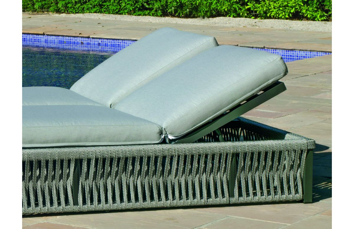 Bain de soleil double multi-positions en aluminium et cordage - Cayman - anthracite - Hevea